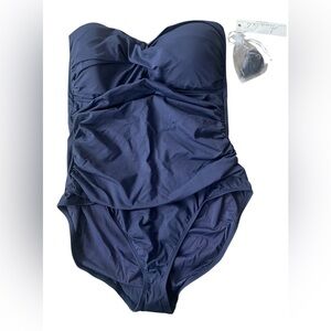 Anne Cole SZ 14 Women's Twist Front Shirred One Piece Swimsuit New With Tags